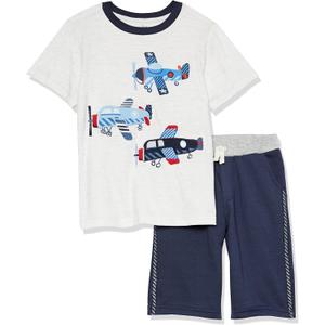 Kids Headquarters boys 2 Pieces Shorts Set (6, White Heather) 3T
