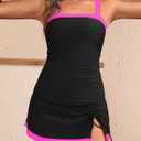 Women Tankini Swimsuits with Skirt - Two Piece Swimsuit Tummy Control Bathing Suits 2025 Swimwear (Black, M)