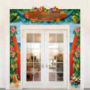 3PCS Summer Surfboard Hawaiian Island Door Decorations Porch Banner Beach Ocean Tropical Palm Trees Background Blue Sky Seaside Surfs Up Party Hanging Backdrop Photo Props Supplies Photography