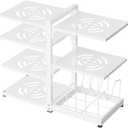 Pots and Pans Organizer, Heavy Duty Pot Racks, 7 Tiers Adjustable Pot Holder Kitchen Cabinet Organizer for Pots, Pans and Lids With 3 DIY Methods, White
