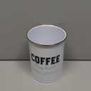 Amici Home Small Coffee Canister, 42 oz Metal Tin with Handle Lid - Rustic & Cottage Home Storage Jar with Typography Design for Beans or Grounds, Farmhouse Kitchen Decor - Great Coffee Bar Decor