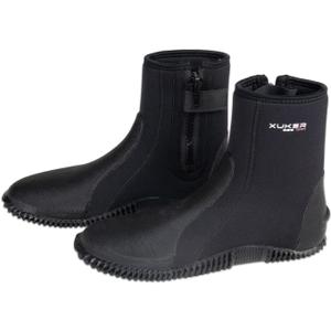 XUKER Neoprene Diving Boots, 5mm 3mm Water Shoes Wetsuit Booties Men Women with Anti-Slip Rubber Sole Side Zipper (Black, S)