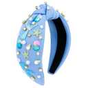YARIEW Mermaid Knotted Headband for Women, Mermaid Birthday Decorations Seashell Hair Accessories, Starfish for Under the Sea Party Decorations Gifts Blue