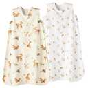 david's kids Micro Fleece Baby Sleep Sack 18-24 Months, Soft Warm Baby Wearable Blankets with 2-Way Zipper, 2 Pack Sleeping Bags for Toddler Boys Girls Neutral, X-Large Size, Forest/Woodland Animals