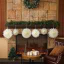 TaoBary Paper Snowflake Garland Banner Winter Christmas Decoration Hanging 3D Paper Snowflake Garland Neutral Wonderland Decorations for Windows Fireplace Mantle Shelf Wall Holiday Party Supplies