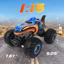 1:16 Remote Control Car, 2.4 GHz All Terrain Remote Control Monster Truck, RC Truck 2 Rechargeable Batteries for 80 Mins Play, Spray Remote Control Car for Boys 8-12 and Girls or Adult, MK724A
