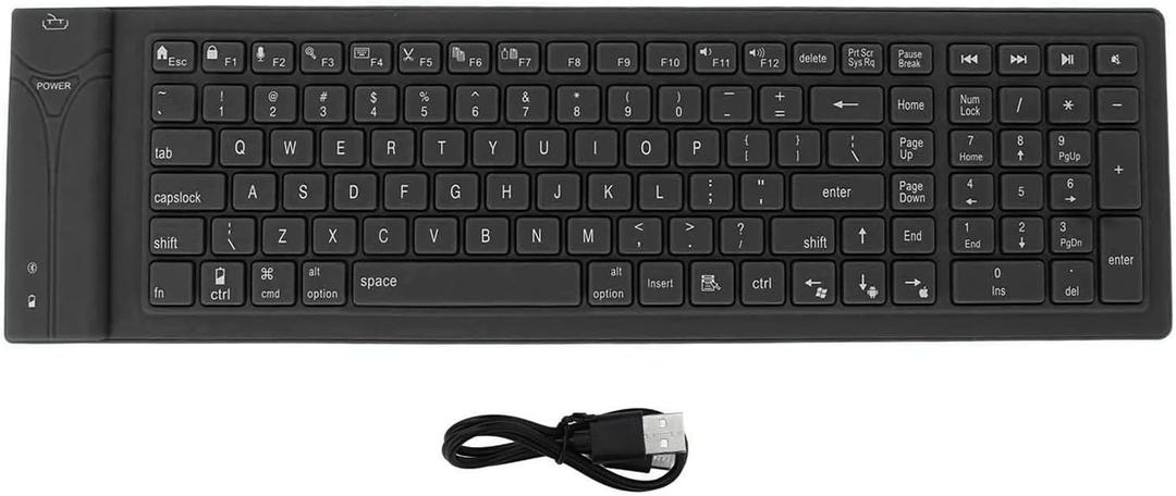 Luqeeg Foldable Silicone Keyboard, 108 Keys Waterproof Full Sealing Bluetooth Keyboard, Mute Typing Foldable Keyboard, Ultra Slim Silent Portable Keyboard for Tablets Without Cable