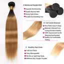 Ombre 1B27 Honey Blonde Human Hair Bundles Straight 30 30 30 inch Black to Honey Blonde Double Weft No Tangle Brazilian Virgin Remy Hair Extensions