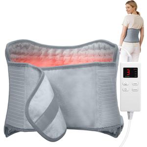 Heating Pad for Period Cramps, Electric Heat Pad with 6 Heat Levels and 4 Times Settings, Moist Heating Pad for Back Pain Relief, Neck, Shoulder, Abdomen, Birthday Gifts for Women and Men (Gray)