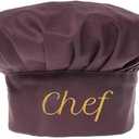 Chef Hat - Embroidered with Chef Lettering, Black & White, Male & Female (Coffee-colored)