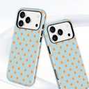 Jusy Magnetic Polka Dot Case for iPhone 16,Blue Orange