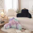 A Nice Night Faux Fur Reading Pillow Bed Wedge Large Adult Children Backrest with Arms Back Support for Sitting Up for Bedrest,Black