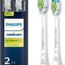 Philips Sonicare Genuine W DiamondClean Replacement Toothbrush Heads, 2 Brush Heads, White, HX6062/65 (2 Count (Pack of 1))