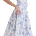 Women's Corset Dresses Floral Print Boho Flowy Slit Dress Midi Beach Casual Sundress Vacation Outfits (XL)