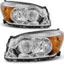 Headlight Assembly for Toyota RAV4 2006 2007 2008 Chrome Housing Amber Reflector Replacement PairW/O Bulbs