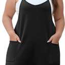 OLRIK Womens 2025 Summer Plus Size Romper Adjustable Spaghetti Strap Jumpsuits With Pockets Sleeveless Casual Overall Shorts (3X, Black)