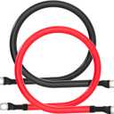 4 AWG Battery Cable 4AWG Gauge Pure Copper Battery Inverter Cables with 3/8 in Lugs Both Ends Power Inverter Wire Set for Automotive Solar Marine Boat RV Car Motorcycle Red and Black (2FT)