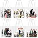 Sadnyy 12 Pack Christmas Canvas Tote Bags Xmas Reusable Gift Grocery Shopping Bag with Handle for Women Party Favor Supplies (Krampus Style)