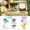 Tiny Land Outdoor Mud Kitchen for Kids, Wooden Play Kitchen with Water Tank, Water & Cooking Play, Sensory Fun, Weather-Resistant with Storage, Ideal for Toddlers Ages 3+, 30.12 x 17.99 x 37.8 inches
