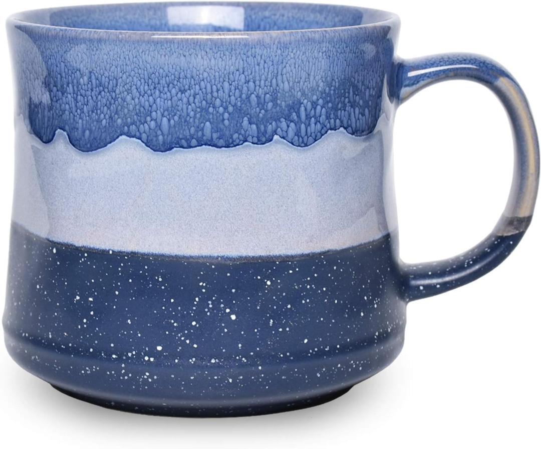 Bosmarlin Large Ceramic Coffee Mug, Big Tea Cup for Office and Home, 21 Oz, Dishwasher and Microwave Safe, 1 PCS (Blue)