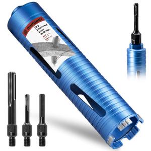 2 1/2" Dry Core Drill Bit, 5/8"-11 Thread, with 3 Adapters Included: SDS Plus, SDS Max and 1/2" Hex Shank; 9.5" Drill Depth, 2.5 inch Diamond Core Bits for Brick, Block and Masonry