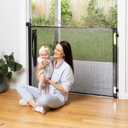 Retractable Baby Gate Perma Child Safety 41" Tall x 71 Wide, Mesh, for Stairs, Doorways, Dogs, Pets, Indoor, Outdoor, One-Handed Operation, Locking, Easy Install, Hardware Mount, Black