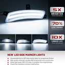 2pcs Yukon LED Side Marker Light Fit 2025-2026+ Chevy Tahoe GMC Yukon XL Suburban Front Bumper Fender Sidemarker Lamp Xenon White Escalade ESV Full LED Turn Signal Light Kit Clear Lens Assembly