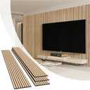 Olanglab Wood Slat Wall Panels, Wooden Acoustic Wall Panels, 94.5"x12.6" Each 3D Wall Panels for Interior Wall Decor, 4 Pack in Total 94.5"x50.4" (Warm Oak)