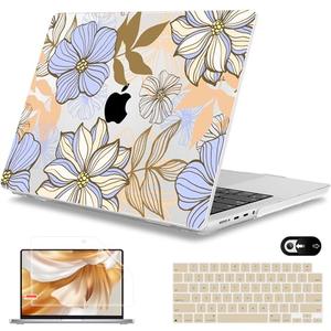 Mektron Case for MacBook Pro 16" M4 A3403 A3186 M3 A2991 M2 A2780 M1 A2485 (2021/2023/2024) Pro/Max with Touch ID, Hard Shell Plastic Laptop Cover Keyboard Cover Screen Protector, Abstract Floral