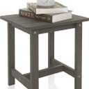 Adirondack Small Patio Table, HDPS Side Table for Pool, Balcony, Porch, Deck, Backyard, Indoor or Outdoor Use, Grey