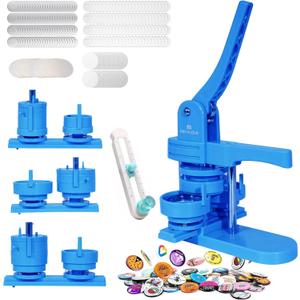 MECOLOUR Button Maker Machine Multiple Sizes 1.26+1.73+2.28 inch Pin Maker Machine,150pcs Button Badge Making Supplies,Button Press Machine for DIY Personalized Pinback Buttons Children DIY Gift(Blue)