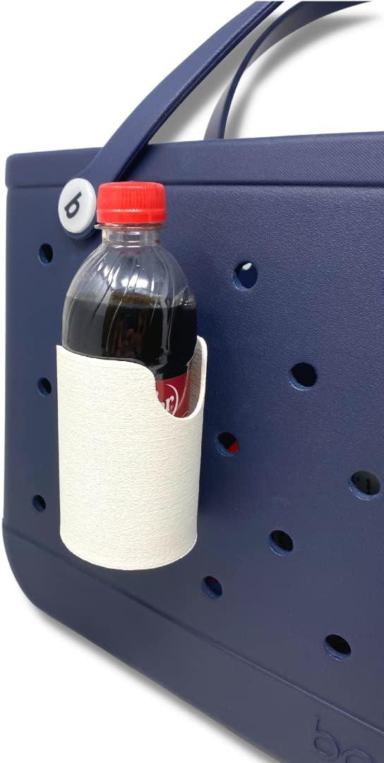 BAGLETS - Can Drink & Water Bottle Holder Charm Accessory Compatible with Bogg Bags - Keep Bottles or Drink Cans Handy with your Tote Bag - Fits Inside or Outside of the Bag  Made in USA - White