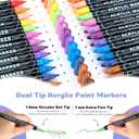60 Colors Dual Tip Acrylic Paint Pens Markers, Double Tip Premium Acrylic Markers for Wood, Rock Painting, Glass, Canvas, Stone, DIY Crafts Making Art Supplies