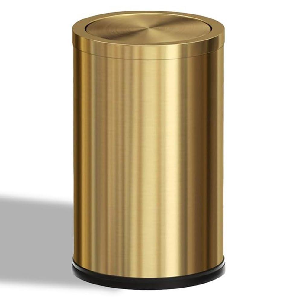 4.7 Gallon/18L Stainless Steel Bathroom Trash Can,Gold Garbage Bin with Swing Lid, Round, Elegant Waste Basket, for Toilet Bathroom Cafe Kitchen Office Hotel Home (18L-Gold)