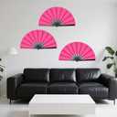 Marrywindix 3 Pcs Large Chinese Folding Fan Big Handheld Clap Fans for Men and Women Performance Line Dance Decorations Event Party Festival Craft Gift (Rose Red)