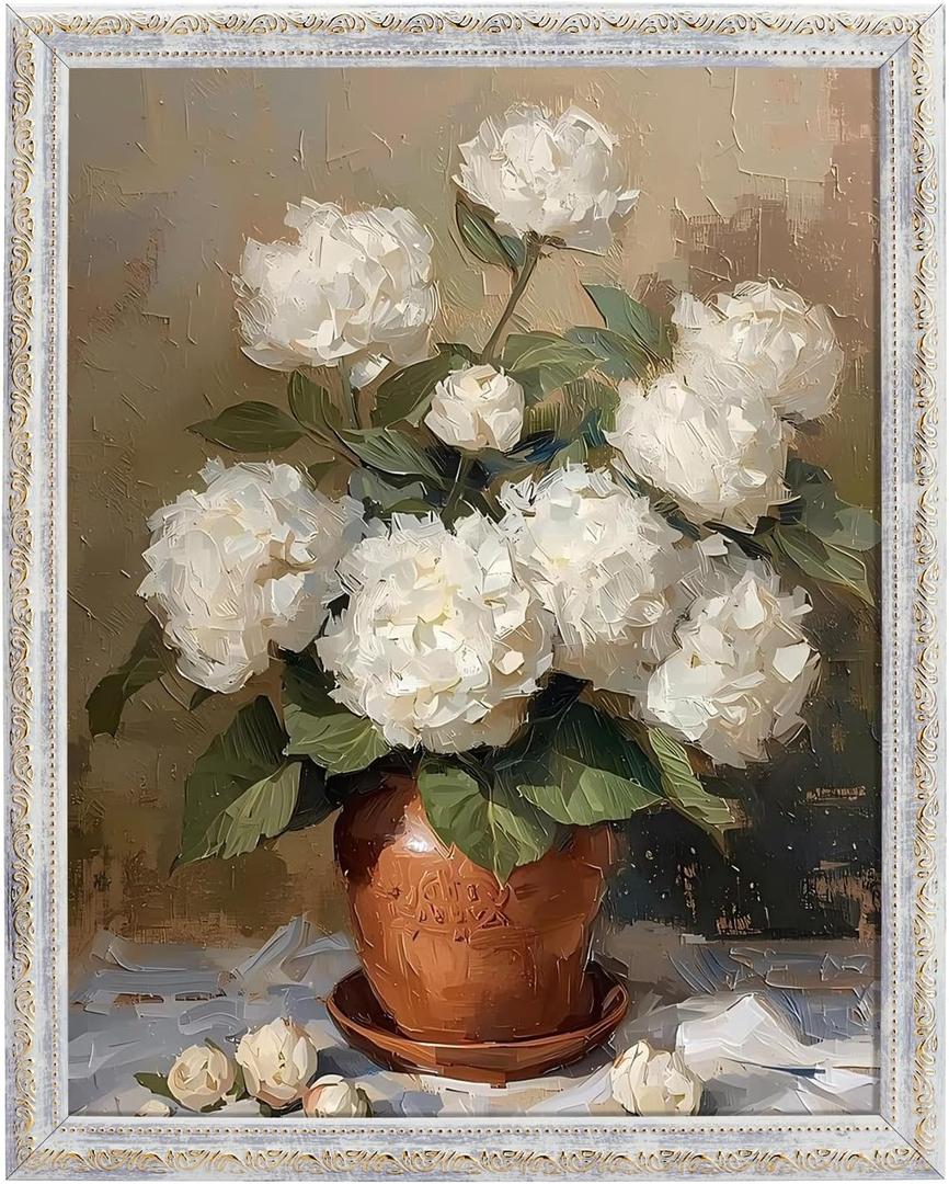 TWING 11x14 Picture Frame,Display 8x10 Photo with Mat or 11x14 without Mat,Ornate Vintage 11 x 14 Photo Frames for Wall Mounting,Vintage White,1 Pack