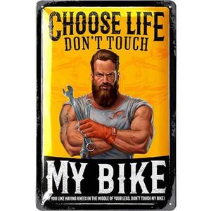 LANOLU Vintage Tin Sign - CHOOSE LIFE don't touch MY BIKE - Biker Rules, Motorcycle Wall Decor, Vintage Metal Art, motorcycle metal sign for garage - embossed 12x8", Set of 3 LANOLU Vintage Tin Sign - CHOOSE LIFE don't touch MY BIKE - Biker Rules, Motorcycle Wall Decor, Vintage Metal Art, motorcycle metal sign for garage - embossed 12x8", Set of 3