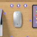 RAPIQUE R306 Wireless Mouse, Bluetooth 5.1 & 2.4GHz Dual Mode Silent Mouse, Silver Gloss Top with White Matte Base, Slim Portable Mouse for Laptop, MacBook,Tablet, Chromebook (Silvery)