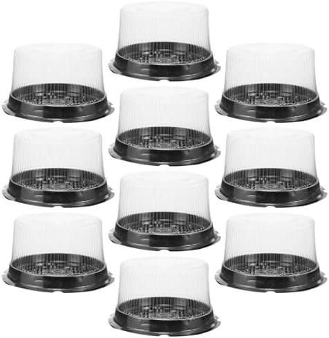 NUOBESTY 10pcs Disposable Clear Plastic Cake Boxes - Round Cake Carriers & Display Containers, 6inch