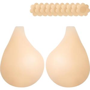 Adhesive Strapless Sticky Bra for Backless Dresses, Reusable Waterproof Nipple Covers, Invisible Push-Up Lift L