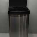 Ninestars Automatic Touchless Infrared Motion Sensor Can, 13 Gal 50L, Stainless Steel Base (Rectangular, Black Lid), Black Trim