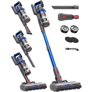 Cordless Vacuum Cleaner | 10 Stage Filtration, Cone Filtration&Anti-Tangle, Extra Washable HEPA Filter, for Hard Floor, Carpet, Pet Hair, Freestanding