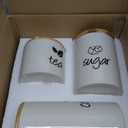 AVLA 3 Pack Ceramic Canister Set, 30/22/12 OZ Kitchen Airtight Food Storage Jar with Bamboo Lids, Coffee Sugar Tea Storage Containers Pots Jars for Counter, Farmhouse Kitchen Decor, White