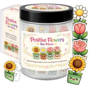 Mother’s Day Gift for Mom - Positive Flowers 60 Affirmation Cards in Jar: Rose, Sunflower, Daisy & Tulip - Encouragement Gift for Women from Daughter Son, Cute Daily Positive