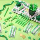 Chiisong 50 Sets St. Patrick's Day Gifts Irish Keychains Good Luck Ballpoint Pens Four-leaf Clover Keychains with Blessing Cards Suitable for Family Gatherings and St. Patrick's Day Party Gifts