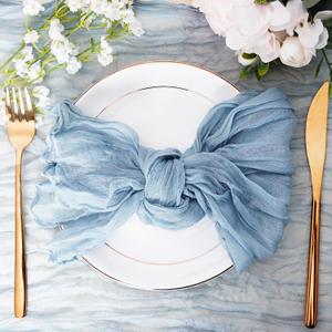 Nydotd 6pcs Cheesecloth Napkins 20 x 20 Inch Boho Dinner Napkins Wrinkled Rustic Linen Table Decorative Cloth Napkins for Wedding Party Baby Shower Easter Family Everyday Use(Dusty Blue)