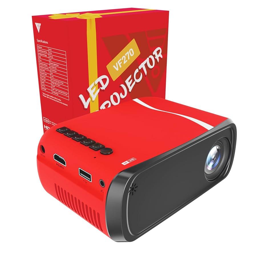 Mini Projector with Wifi Portable Projector Support 1080P 170" Mini HD Movie Projector, Outdoor Projector Compatible with Phone/ Tablet/ Laptop/ TV Stick/ PS4/ HDMI/USB - Red Black