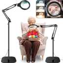 NZQXJXZ 30X 10X Large Floor Magnifying Glass with Light and Stand,36 LED Adjustable Height Floor Magnifying Lamp,2 in 1 Lighted Magnifiers for Close Work, Sewing,Crafts,Hobbies