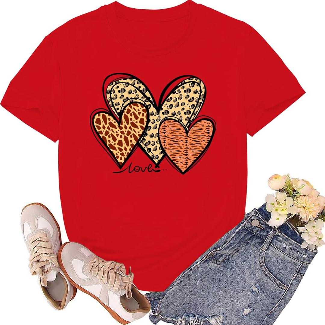Valentines Shirts for Women Valentines Day Tshirts Valentine Day Lover Tee Tops (Red, M)