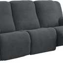 5-Piece Stretch Geometric Recliner Sofa Cover, 3 Seater, Navy Blue | Side Pocket, Fits 72"-99"Wide Reclining Couch,Pet-Friendly Protector,Jacquard Fabric,Machine Washable,Furniture Protector, Dark Gray, 72-99in (3 seater)